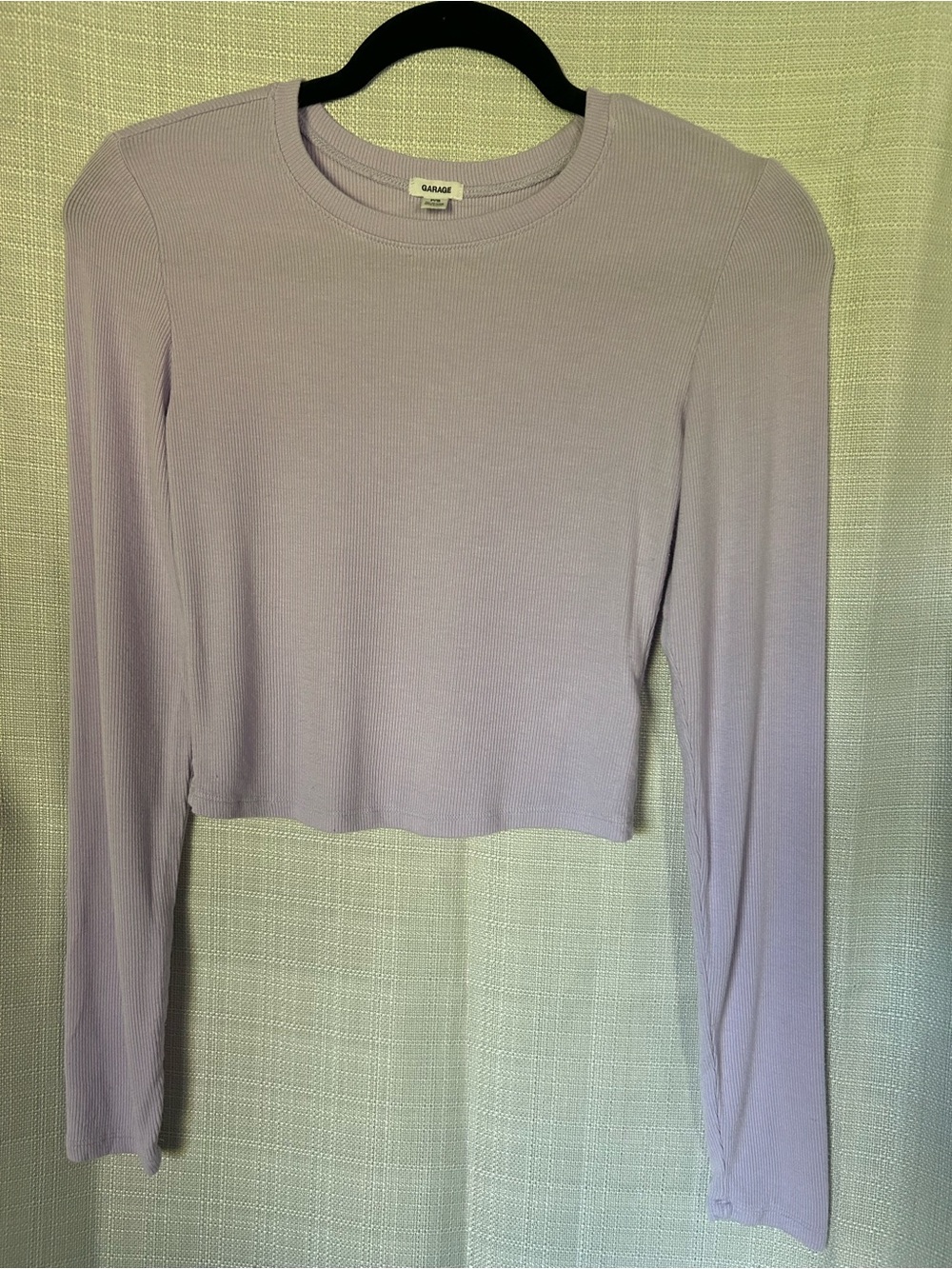 Garage Light Lavender Ribbed Long Sleeve Crop Top